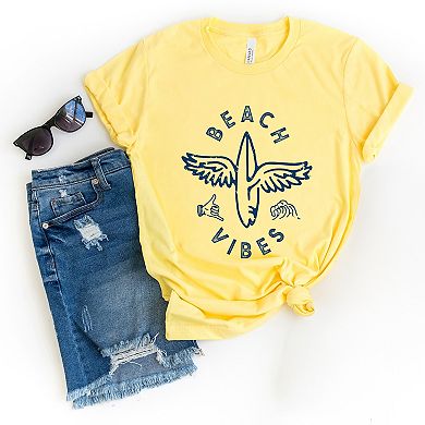 Beach Vibes Surfboard Wings - Women's Short Sleeve Graphic T-Shirt