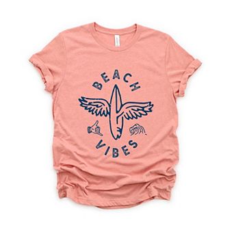 Beach Vibes Surfboard Wings - Women's Short Sleeve Graphic T-Shirt