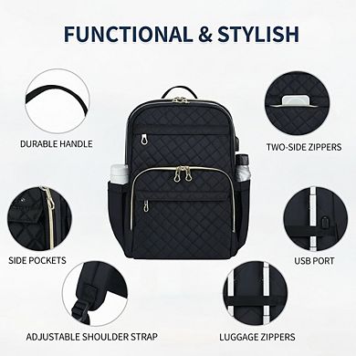 Stylish Laptop Daypack with USB Charging Port and Water Repellent Nylon