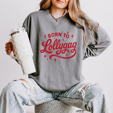 Born To Lollygag Stars Distressed - Women's Lightweight Garment Dyed Sweatshirt