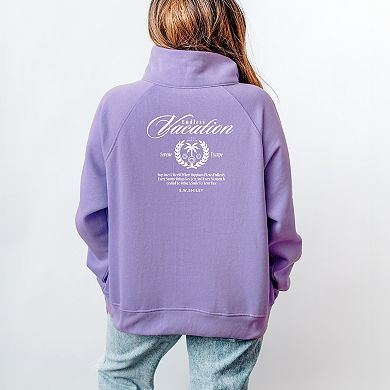 S.W.Smiley Endless Vacation Front And Back - Women's Quarter Zip Fleece Graphic Sweatshirt