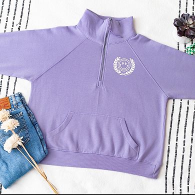 S.W.Smiley Endless Vacation Front And Back - Women's Quarter Zip Fleece Graphic Sweatshirt