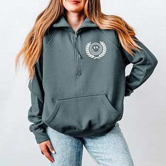 S.W.Smiley Endless Vacation Front And Back - Women's Quarter Zip Fleece Graphic Sweatshirt