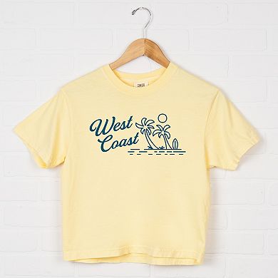 West Coast Palm Trees - Women's Boxy Crop Top Graphic T-Shirt