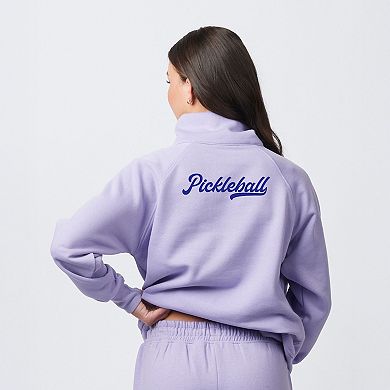 Pickleball Paddles Crossed Front And Back - Women's Quarter Zip Fleece Graphic Sweatshirt