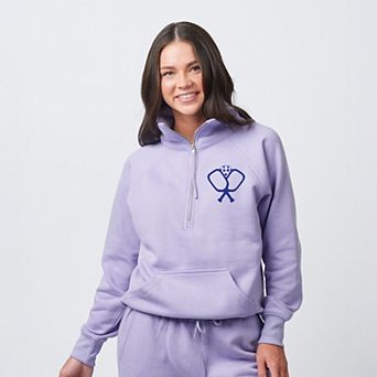Pickleball Paddles Crossed Front And Back - Women's Quarter Zip Fleece Graphic Sweatshirt