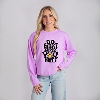 S.W.Smiley Do What Makes You Happy - Women's Lightweight Garment Dyed Sweatshirt