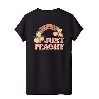 Just Peachy Rainbow Front and Back Design - Women's Short Sleeve Graphic T-Shirt