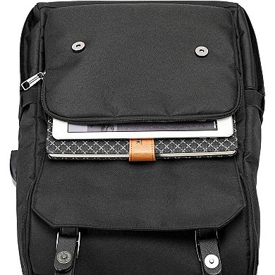Vintage Travel Laptop Backpack with USB Charging Port for College