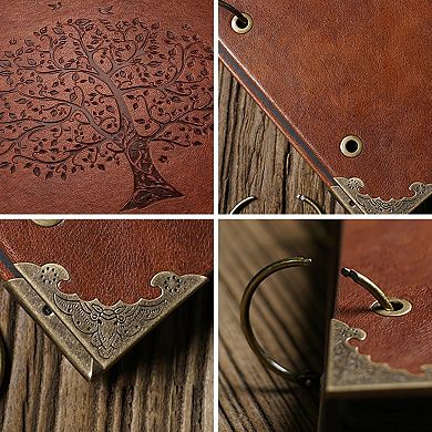 Vintage Leather Scrapbook with Self Adhesive Corners and Three Ring Binder