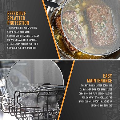 Great Ambitions Stainless Steel Splatter Guard Set,Splatter Screen for Frying Pan,Cooking Pots