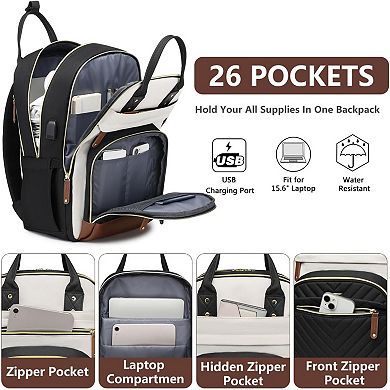 Work Travel Laptop Backpack with USB Charger Waterproof and Anti Theft