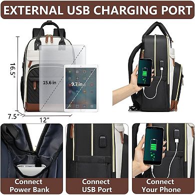 Work Travel Laptop Backpack with USB Charger Waterproof and Anti Theft