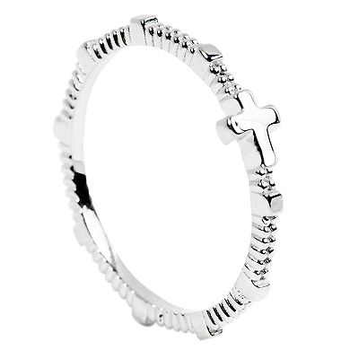 Belinda Jewelz 18k Gold Over Silver Classic Cross Ring with Detailed Eternity Band