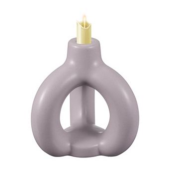 Ceramic Candle Holder, 4.7x4.7x5.1" Decorative Candle Display Holder Centerpiece Decoration, Purple