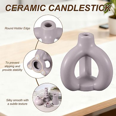 Ceramic Candle Holder, 4.7x4.7x5.1" Decorative Candle Display Holder Centerpiece Decoration, Purple