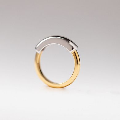 Belinda Jewelz 18k Gold Plated Vermeil Two-Tone Dome Stacking Ring
