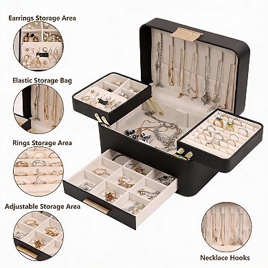 Jewelry Organizer with Drawers for Earrings, Rings, Necklaces, Bracelets