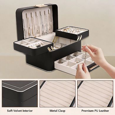 Jewelry Organizer with Drawers for Earrings, Rings, Necklaces, Bracelets