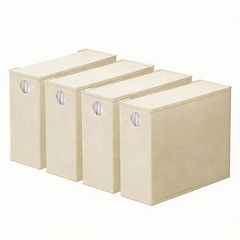 4-Pack Bed Sheet Fabric Organizers with Window for Linen Closet