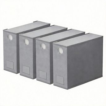 4-Pack Bed Sheet Fabric Organizers with Window for Linen Closet