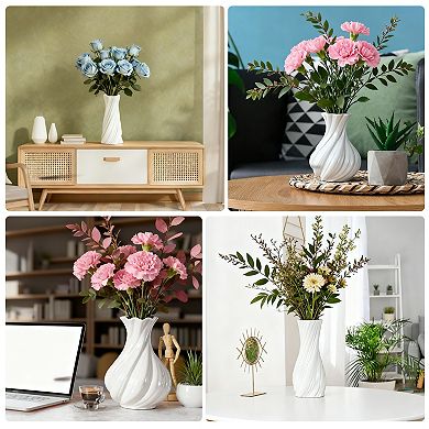 White Ceramic Twisted Vase for Home Decor, 12.3cm Wedding Centerpiece Modern Floral Ceramic Vase
