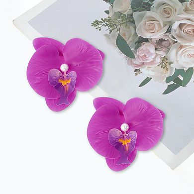 Phalaenopsis Faux Pearl Duckbill Clip for Women 2 Pcs