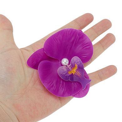 Phalaenopsis Faux Pearl Duckbill Clip for Women 2 Pcs