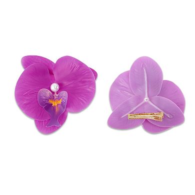 Phalaenopsis Faux Pearl Duckbill Clip for Women 2 Pcs