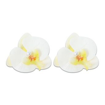 Phalaenopsis Faux Pearl Duckbill Clip for Women 2 pc