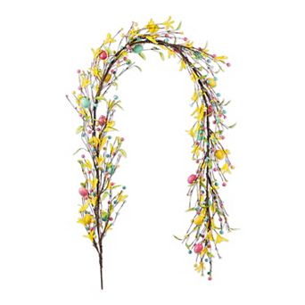 Glitzhome 72"L Easter Egg & Flower Garland, Easter Atificial Garland for Indoor & Outdoor