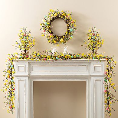 Glitzhome 72"L Easter Egg & Flower Garland, Easter Atificial Garland for Indoor & Outdoor