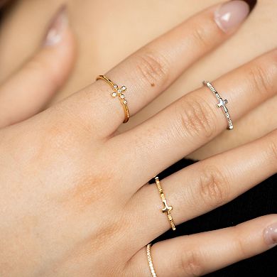 Belinda Jewelz 18k Gold Over Silver Classic Cross Ring with Detailed Eternity Band