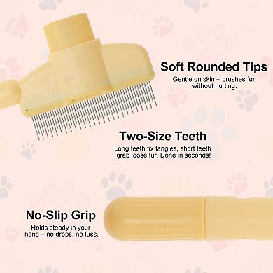 Cat Comb, Pet Hair Removal, Flea Comb, Grooming Brush with Release Button, De-Shedding Brush