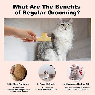 Cat Comb, Pet Hair Removal, Flea Comb, Grooming Brush with Release Button, De-Shedding Brush