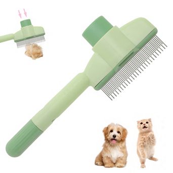 Cat Comb, Pet Hair Removal, Flea Comb, Grooming Brush with Release Button, De-Shedding Brush