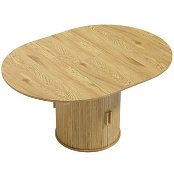 HOMCOM Extendable Dining Table, 60" Oval Kitchen Table for 6,