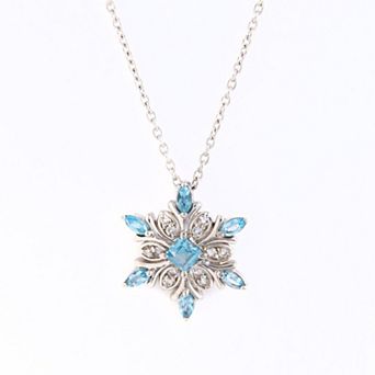 Belinda Jewelz Swiss Blue Sterling Silver Snow Flake Pendant Necklace