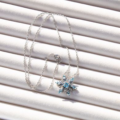 Belinda Jewelz Swiss Blue Sterling Silver Snow Flake Pendant Necklace