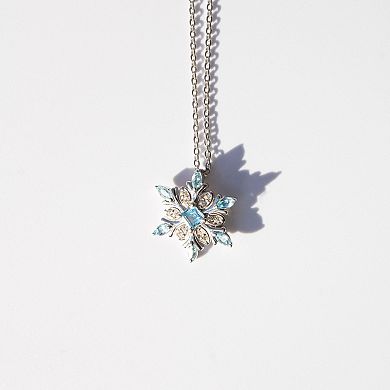 Belinda Jewelz Swiss Blue Sterling Silver Snow Flake Pendant Necklace