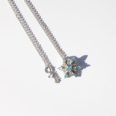 Belinda Jewelz Swiss Blue Sterling Silver Snow Flake Pendant Necklace