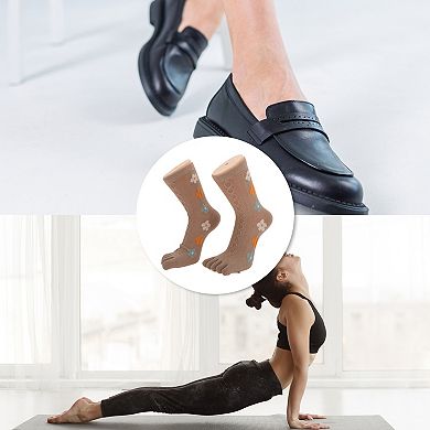 Comfortable Five Toe Socks Mid-length Cute Flower Socks for Women 1 Pair