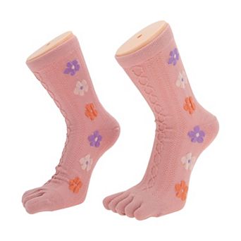 Comfortable Five Toe Socks Mid-length Cute Flower Socks for Women 1 Pair