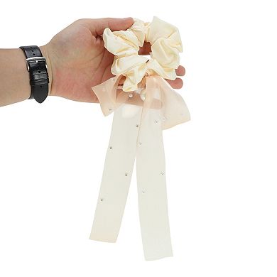 Mesh Ribbon Pearl Scrunchie 1 Pc