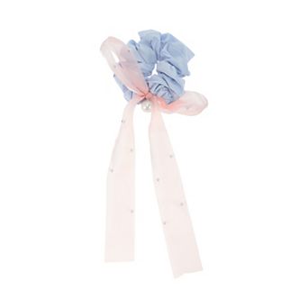 Mesh Ribbon Pearl Scrunchie 1 pc