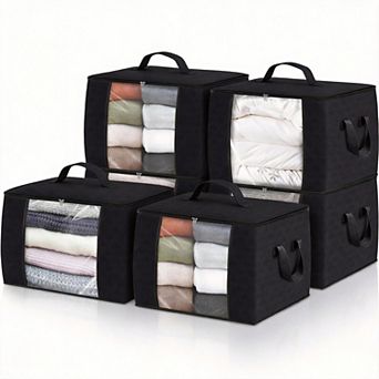 6 Pack Foldable Non-Woven Fabric Storage Bags, 17 Gallons, Reinforced Handles, Easy to Clean