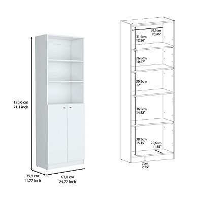 Vinton 2-Door Bookcase with Upper Shelves