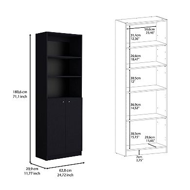 Vinton 2-Door Bookcase with Upper Shelves