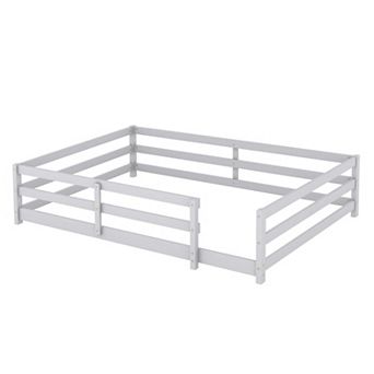 Floor Bed, Montessori Floor Bed with Fence, Kids Montessori Bed Twin Size, Wood Montessori Floor Bed