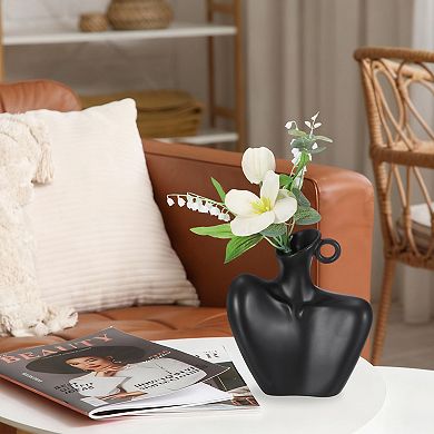 Ceramic Modern Flower Vase, Body Shape Art Ceramic Statues Centerpiece Ornament for Home Decor
